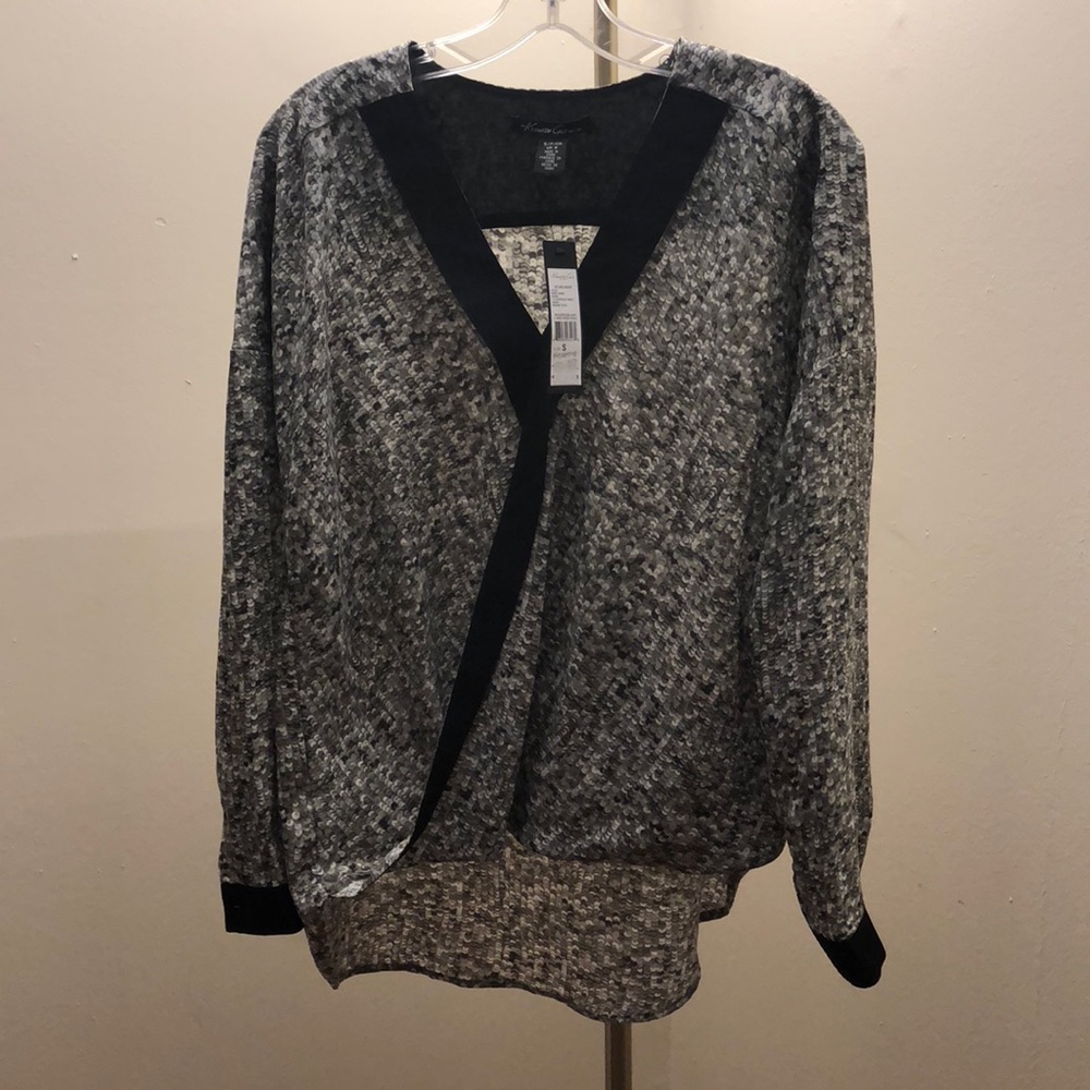 Sequin print faux wrap top Kenneth Cole Small